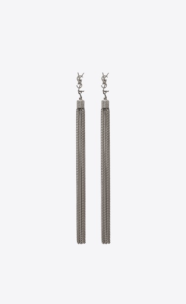 boucles d'oreilles LOULOU à pompon chaines en laiton argenté
